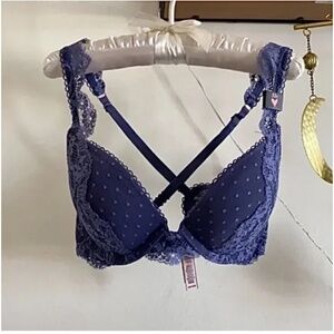 🪞 NWT Victoria’s Secret dreamy angels lace dotted push up bra women’s size 32c